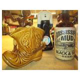 Vintage figurines, busts and bottle...