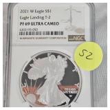 2021W Ultra Cameo Silver Eagle NGCPF69-Ultra Cameo Eagle Landing T-2