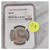 NGC 1776-1976 Kennedy MS66 Silver Bicentennial 50c