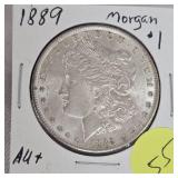 1889-Morgan AU+ $1 Silver