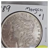 1889-Morgan AU+ $1 Silver