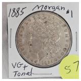 1885- Morgan VG+ Toned $1 Silver