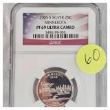 2005 S Silver 25c NGC PF69 Ultra Cameo Minnesota