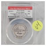 2018 S First Strike 25c PCGS-PR69 Voyageurs NP-Silver Rev PR 50th Ann Coin