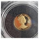 1989 1/25 oz Gold Isle of Man Cat Coin