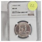 1958 D Franklin NGC MS64 50c