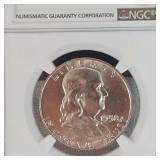 1958 D Franklin NGC MS64 50c