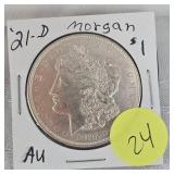 1921 D Morgan $1 AU Condition