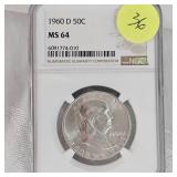 1960 D Franklin NGC MS64 50c