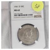 1961 D Franklin NGC MS62 50c