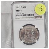 1961 D Franklin NGC MS63 50c