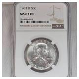 1963 D Franklin NGC MS63, FBL 50c