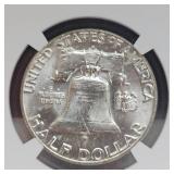 1963 D Franklin NGC MS63, FBL 50c
