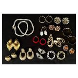 Assorted Vintage Earrings and Necklace