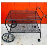Metal Mesh Patio Serving Cart with Wheels