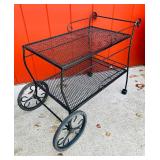 Metal Mesh Patio Serving Cart with Wheels