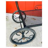 Metal Mesh Patio Serving Cart with Wheels