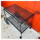 Metal Mesh Patio Serving Cart with Wheels