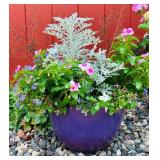 Purple Planter with Flowers