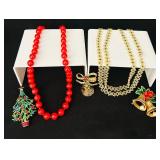 K- Variety of Lovely Christmas Themed Vintage Jewelry Items