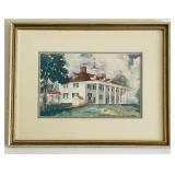 Framed Watercolor Print of Mount Vernon