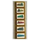 Framed Set of 6 Vintage Train Illustration Plaques
