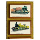 Framed Set of 6 Vintage Train Illustration Plaques