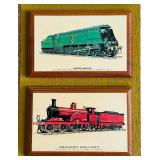Framed Set of 6 Vintage Train Illustration Plaques
