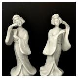 Pair of 6.5-Inch Homco Japan Porcelain Geisha Figurines