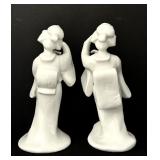Pair of 6.5-Inch Homco Japan Porcelain Geisha Figurines