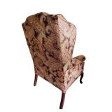 Vintage Wingback Armchair with Paisley Upholstery
