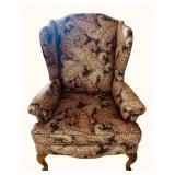 Vintage Wingback Armchair with Paisley Upholstery