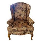Vintage Wingback Armchair with Paisley Upholstery