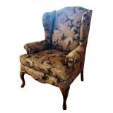 Vintage Wingback Armchair with Paisley Upholstery