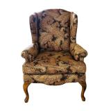 Vintage Wingback Armchair with Paisley Upholstery