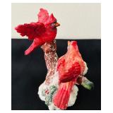 Set of 3 Decorative Songbird Figurines with Cardinals and Bluebird