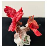 Set of 3 Decorative Songbird Figurines with Cardinals and Bluebird
