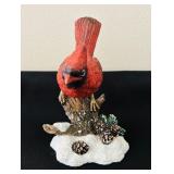 Set of 3 Decorative Songbird Figurines with Cardinals and Bluebird