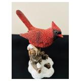 Set of 3 Decorative Songbird Figurines with Cardinals and Bluebird
