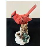Set of 3 Decorative Songbird Figurines with Cardinals and Bluebird