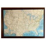 Framed Large United States Wall Map 47 x 67 Inches