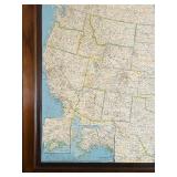 Framed Large United States Wall Map 47 x 67 Inches