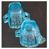 Vintage LE Wright Moon & Stars Candy Dish, L.G. Wright Blue Daisy & Button Creamer and Sugar and More