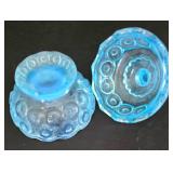 Vintage LE Wright Moon & Stars Candy Dish, L.G. Wright Blue Daisy & Button Creamer and Sugar and More