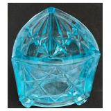 Vintage LE Wright Moon & Stars Candy Dish, L.G. Wright Blue Daisy & Button Creamer and Sugar and More