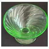 Vintage Anchor Hocking Spiral Uranium Glass Desert Dish Set