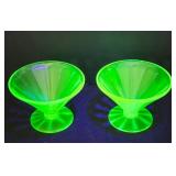 Eclectic Selection of Vintage Uranium Glass Treasures including a Vintage Anchor Hocking Uranium Glass Sandwich Server