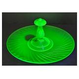 Eclectic Selection of Vintage Uranium Glass Treasures including a Vintage Anchor Hocking Uranium Glass Sandwich Server