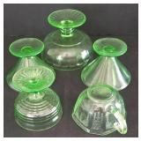 Eclectic Selection of Vintage Uranium Glass Treasures including a Vintage Anchor Hocking Uranium Glass Sandwich Server