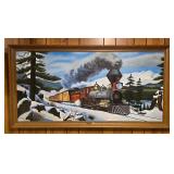 Signed Original Locomotive Oil Painting